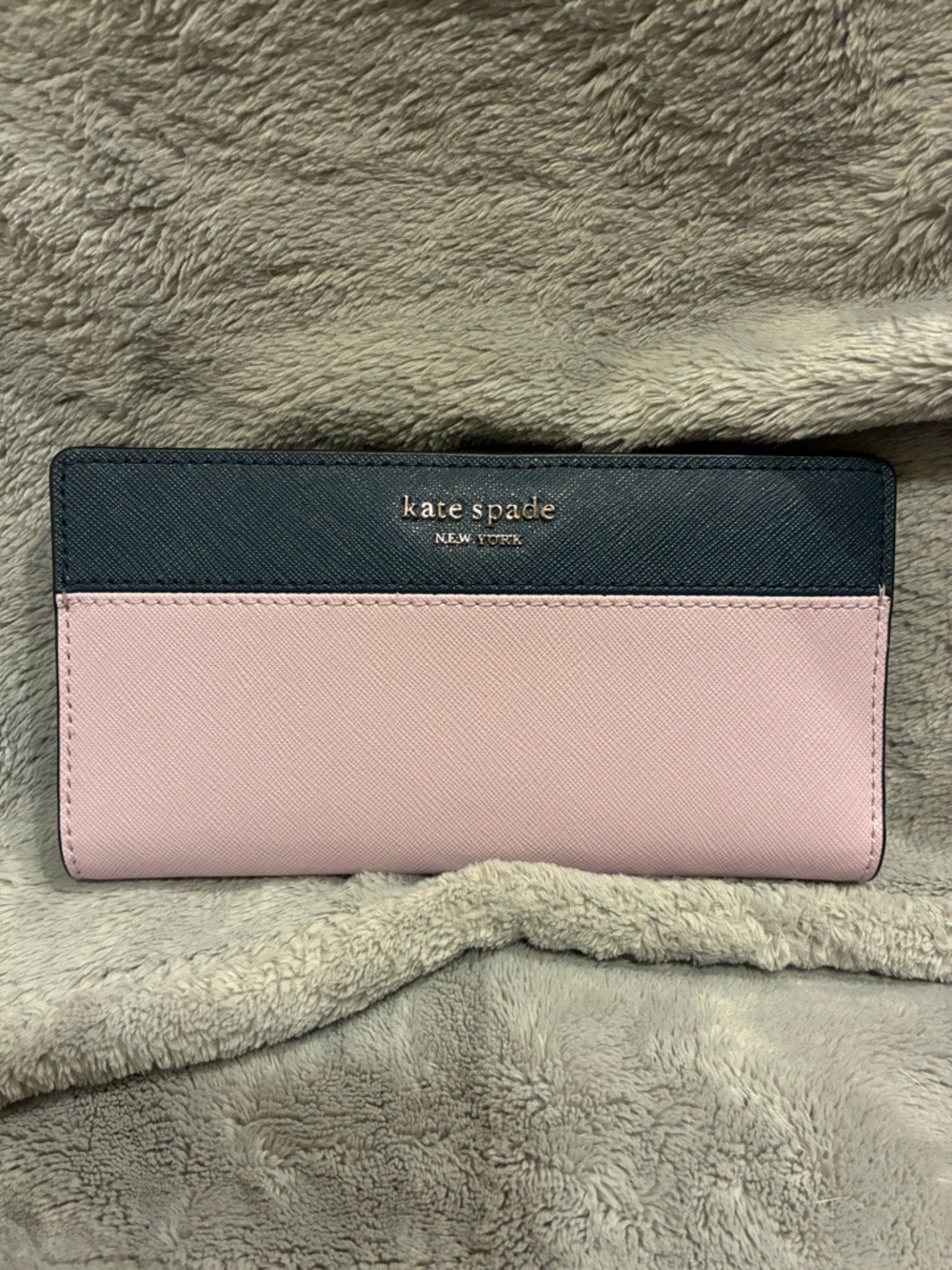 kate spade Two-Tone Pink and Black Saffiano Continental Wallet